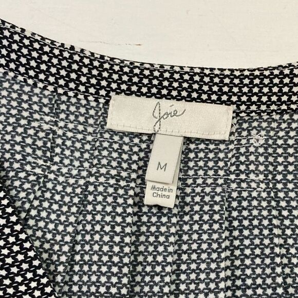 Joie Tunic Top Women’s M Black White Star Print Bell Sleeve Casual Chic Preppy - Picture 8 of 12